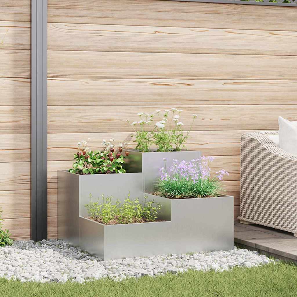 REHAL Garden Planter 80x80x60 cm Galvanised Steel - Silver