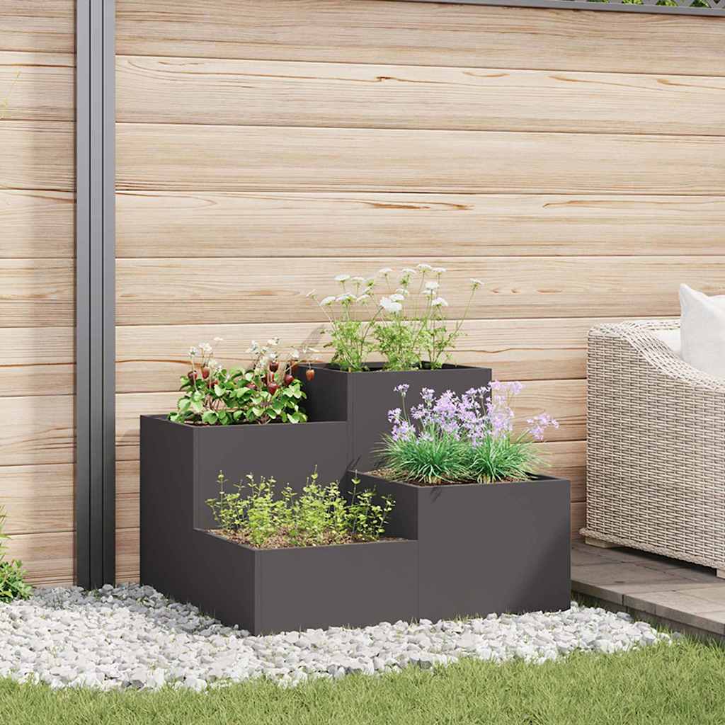 REHAL Garden Planter 100x100x60 cm Steel - Black