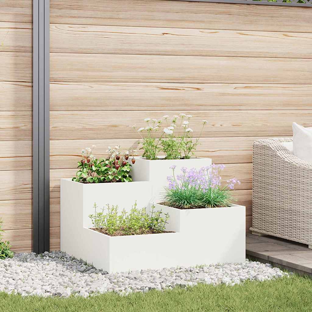 REHAL Garden Planter 100x100x60 cm Steel - White