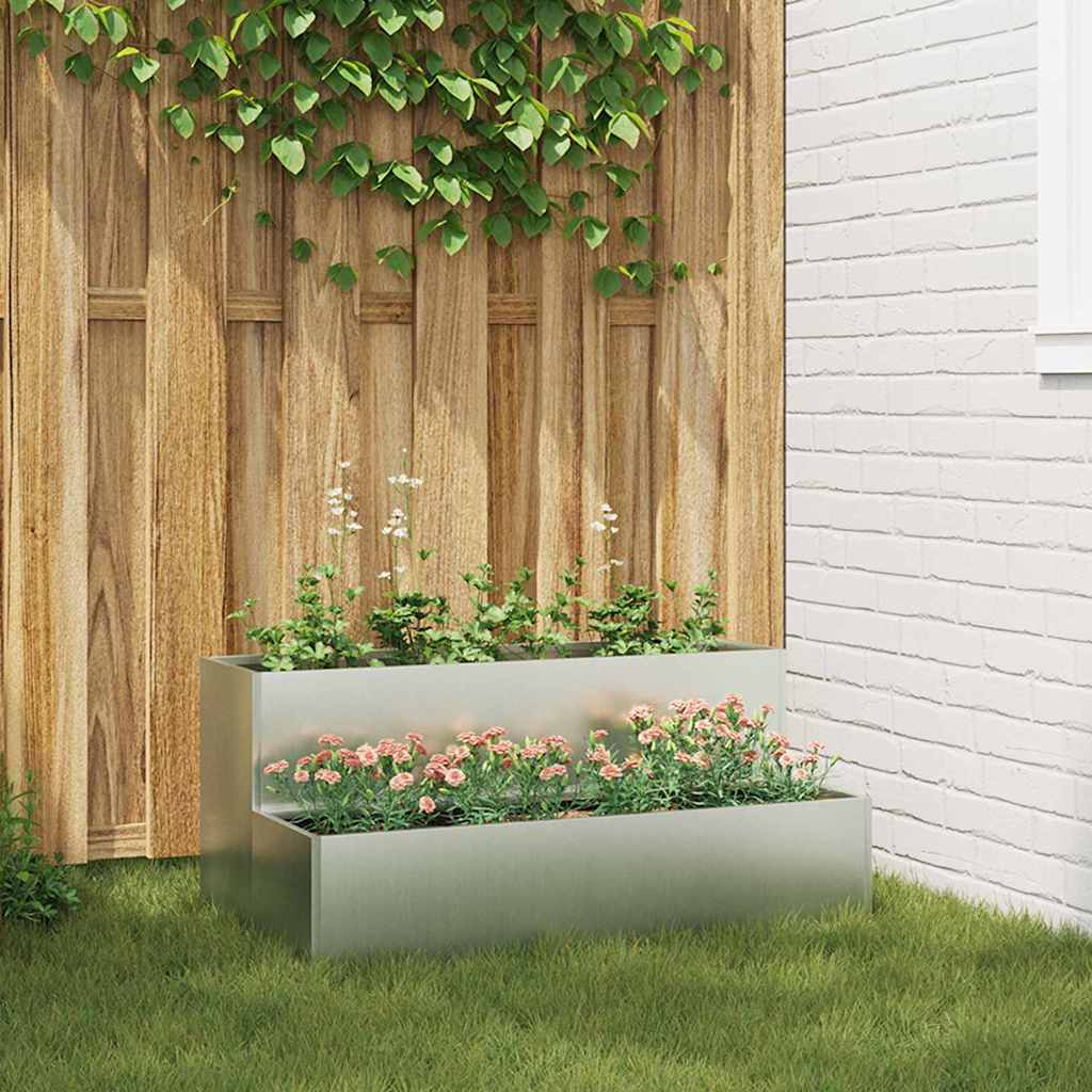 REHAL Garden Planter 100x60x45 cm Galvanised Steel - Silver