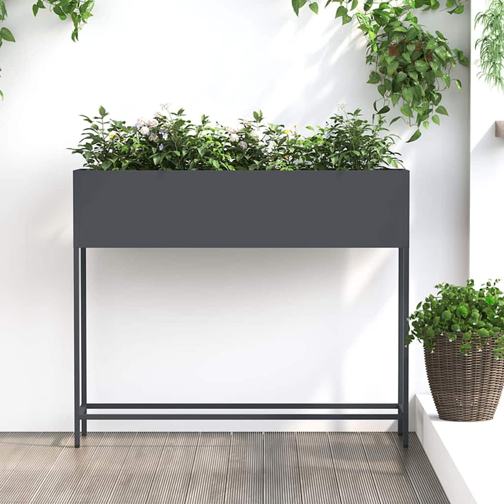 REHAL Raised Garden Planter Anthracite 100x26x82 cm Steel