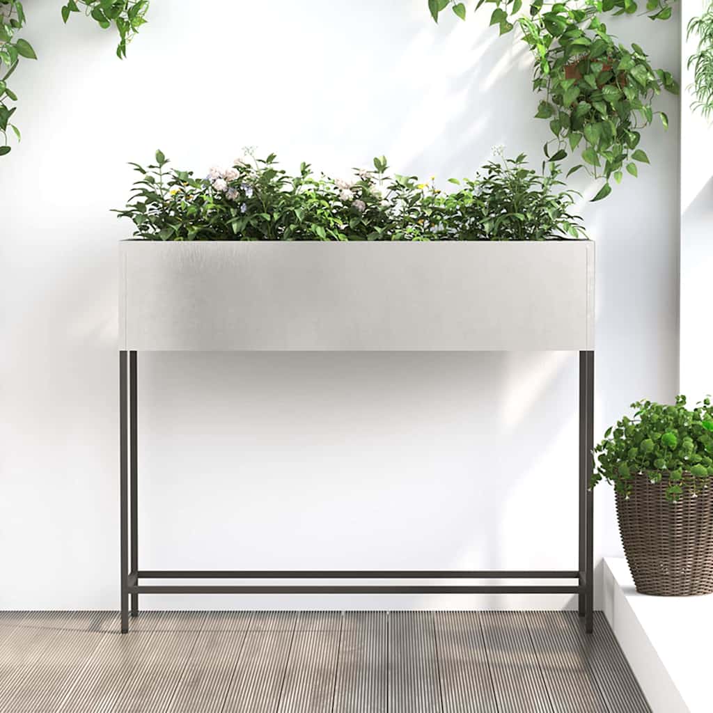 REHAL Raised Garden Planter 100x26x82 cm Stainless Steel - Silver