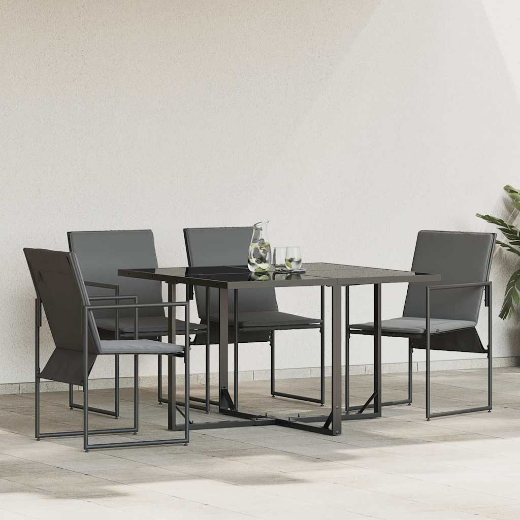 TARCOVE Chair with Cushion 4 pcs and Anthracite Textilene - Black