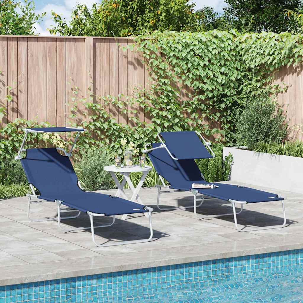 TARCOVE Sun Lounger Folding 2 pcs 58x188x77cm Polyester - Blue