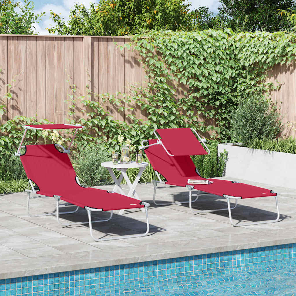 TARCOVE Sun Lounger Folding 2 pcs 58x188x77cm Polyester - Red