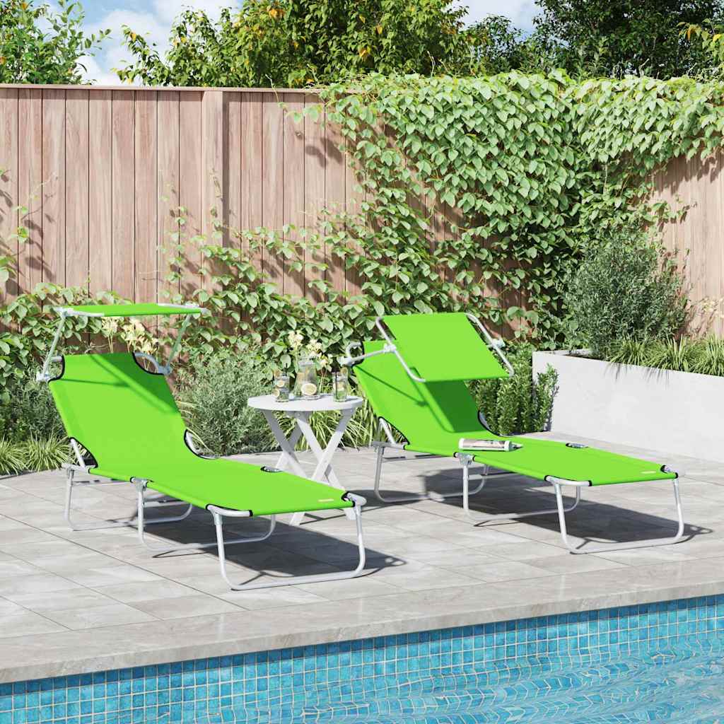 TARCOVE Sun Lounger Folding 2 pcs 58x188x77cm Polyester - Green