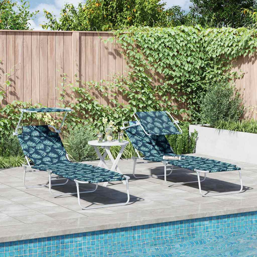TARCOVE Sun Lounger Folding 2 pcs 58x188x77cm Polyester - Green