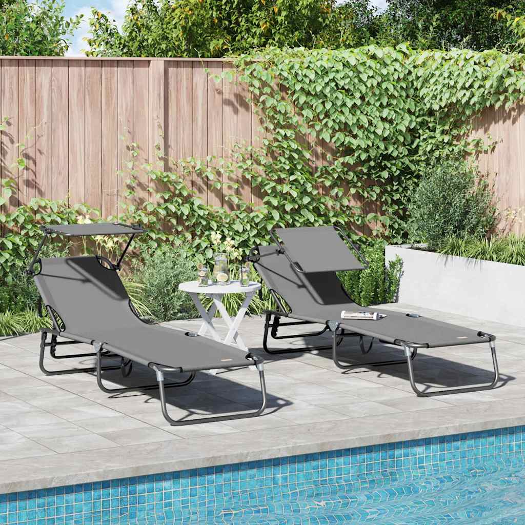 NEAGLEN Folding Sun Lounger Folding 2 pcs 190x57x81 cm Oxford - Grey