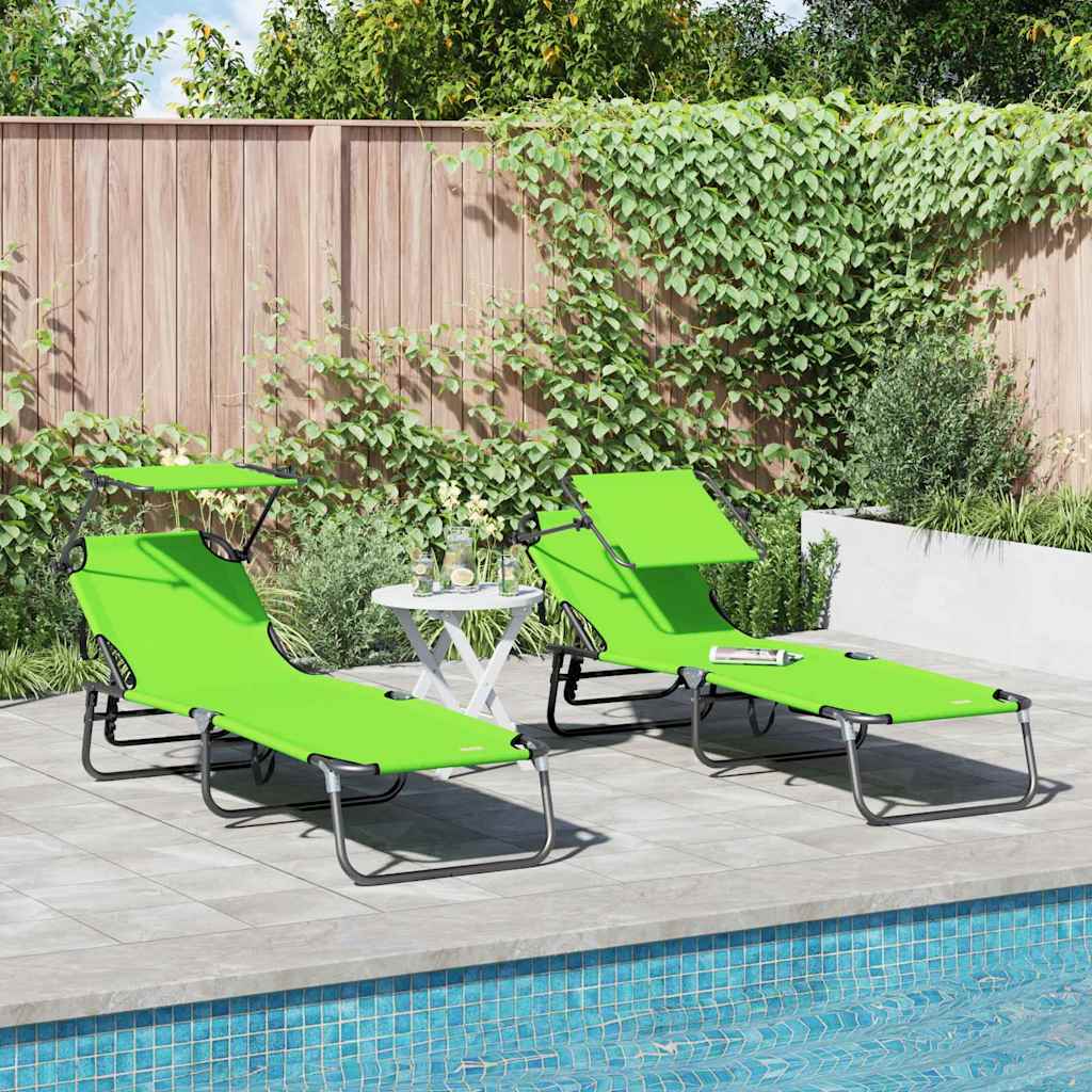 NEAGLEN Folding Sun Lounger Folding 2 pcs 190x57x81 cm Oxford - Green
