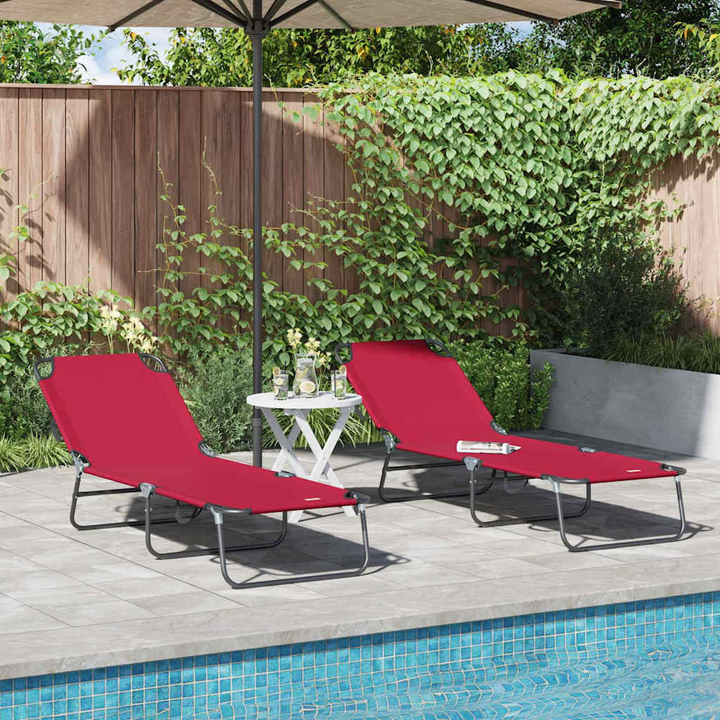 NEAGLEN Folding Sun Lounger 2 pcs 188x57x86.5 cm Polyester - Red