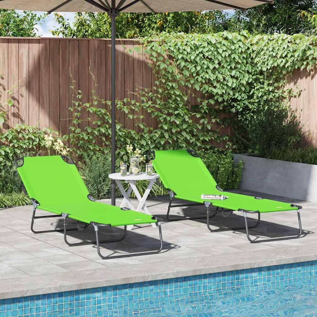 NEAGLEN Folding Sun Lounger 2 pcs 188x57x86.5 cm Polyester - Green