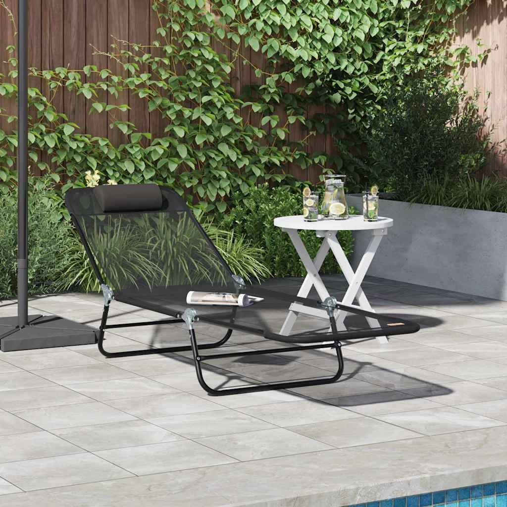 NEAGLEN Folding Sun Lounger Folding 182x55x85.5 cm Textilene - Black