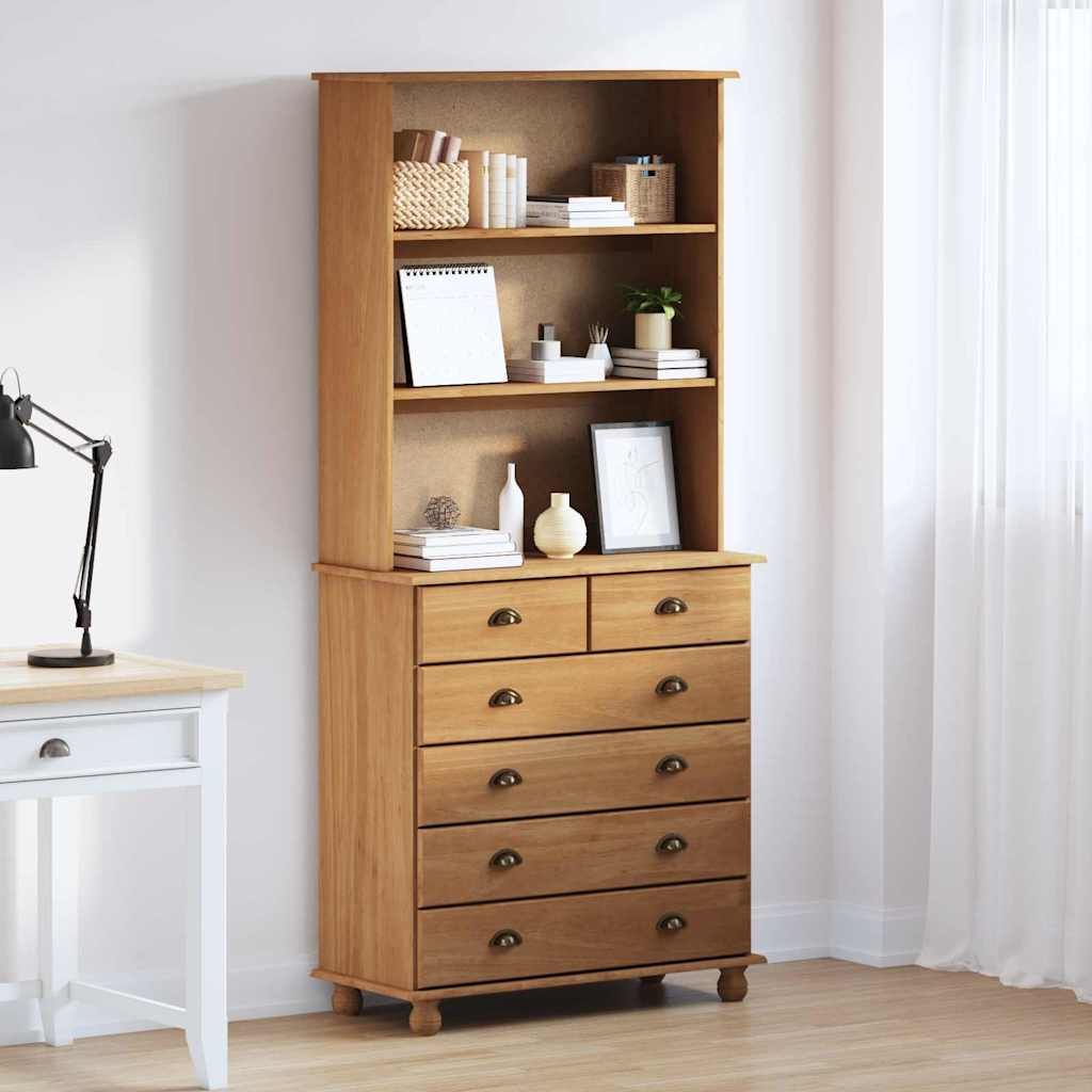 Hutch "ASKIM" Honey Brown 91x40x199.5 cm Solid Wood Pine
