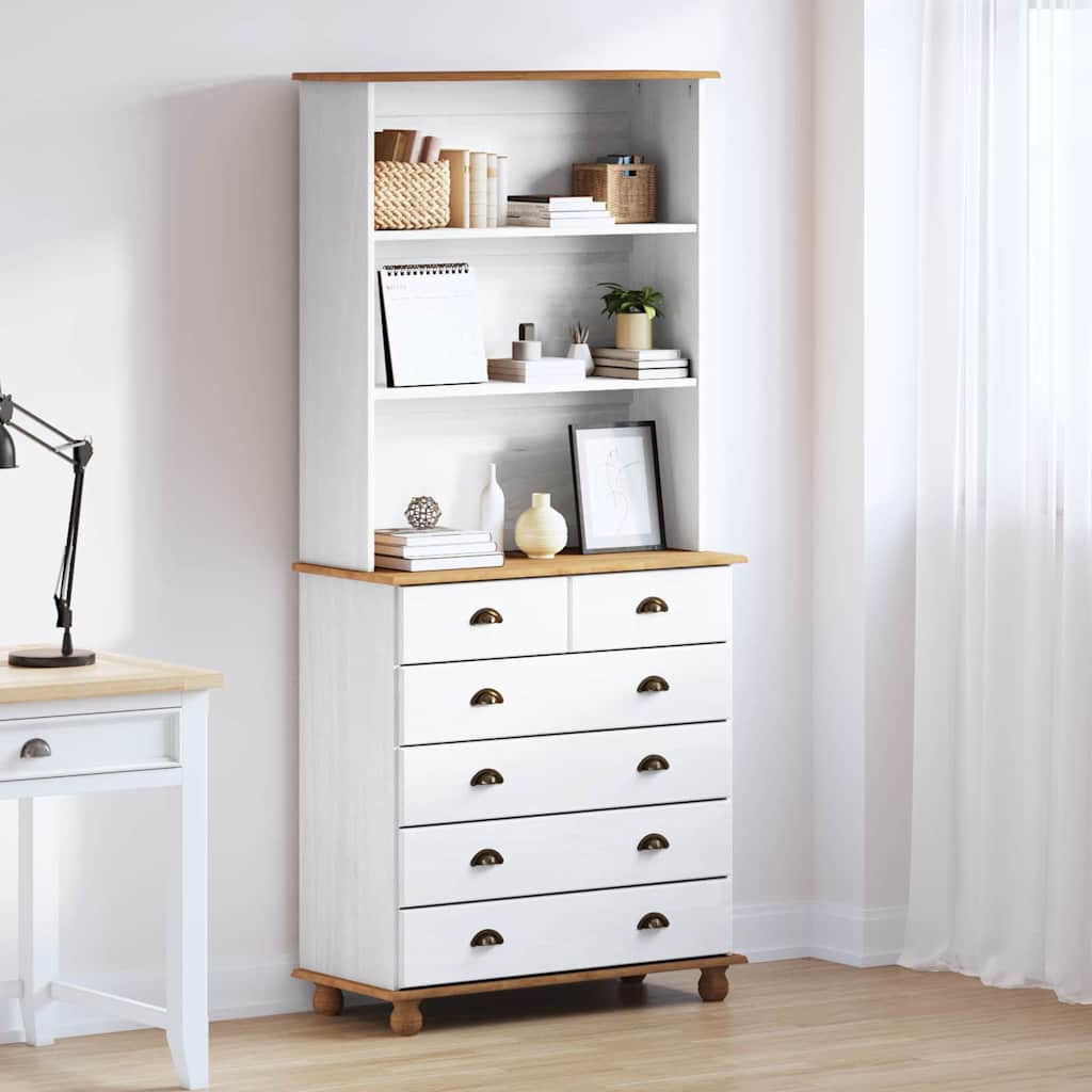 Hutch "ASKIM" White 91x40x199.5 cm Solid Wood Pine
