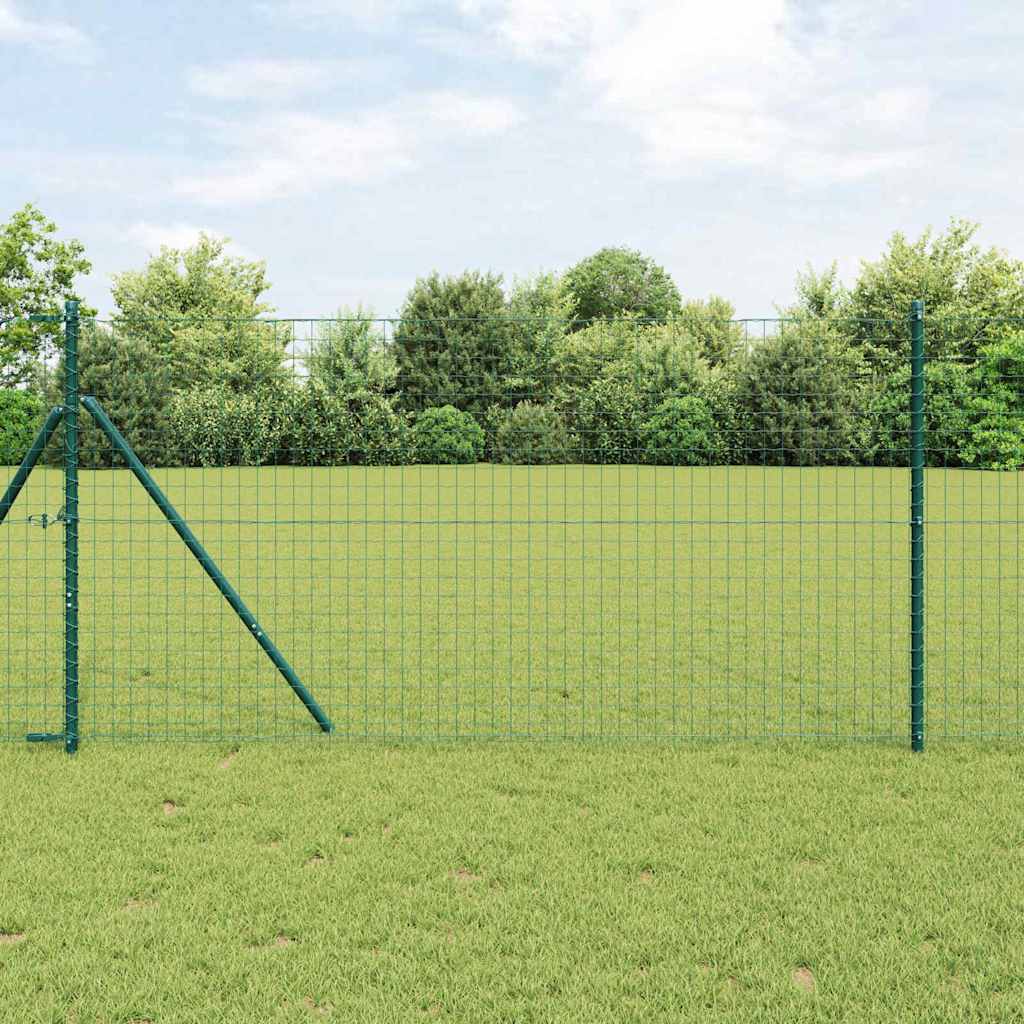 Fence Posts 13 pcs Green Diameter 32 mm 150 cm Galvanised Steel