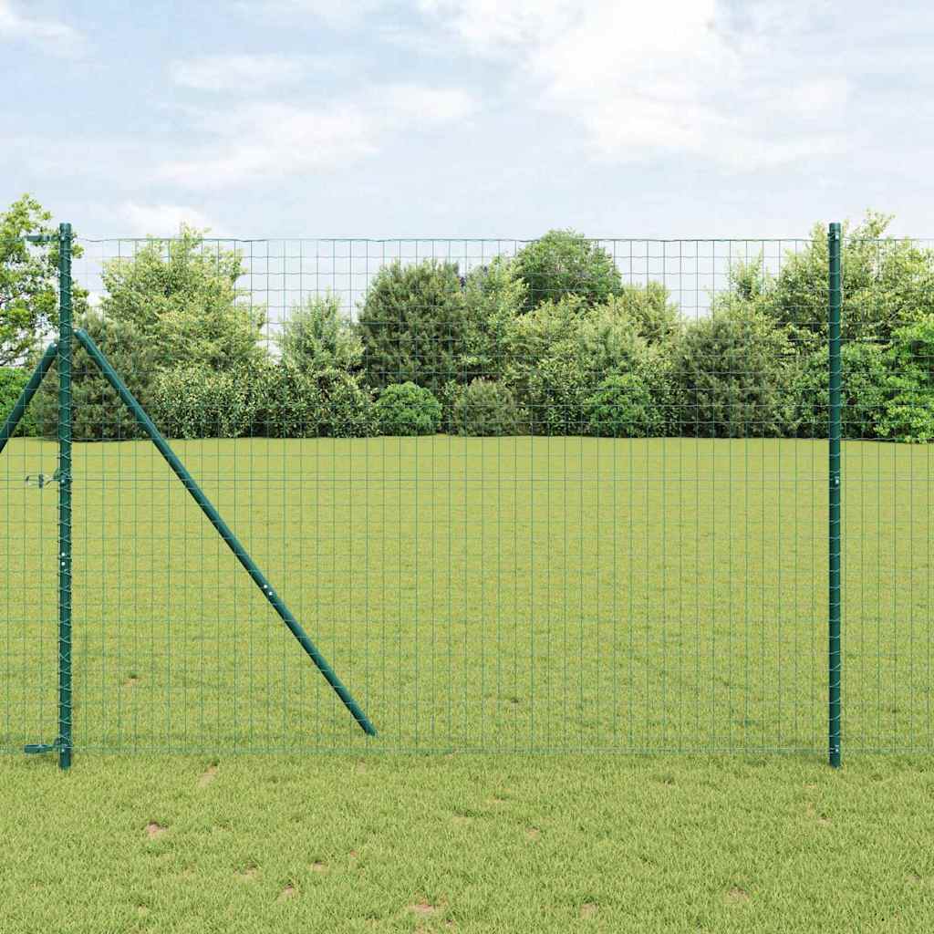 Fence Posts 7 pcs Green Diameter 32 mm 210 cm Galvanised Steel