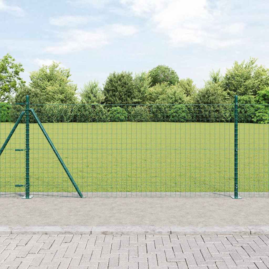 Fence Posts with Base Plates 13 pcs Diameter 32mm 110cm Galvanised Steel