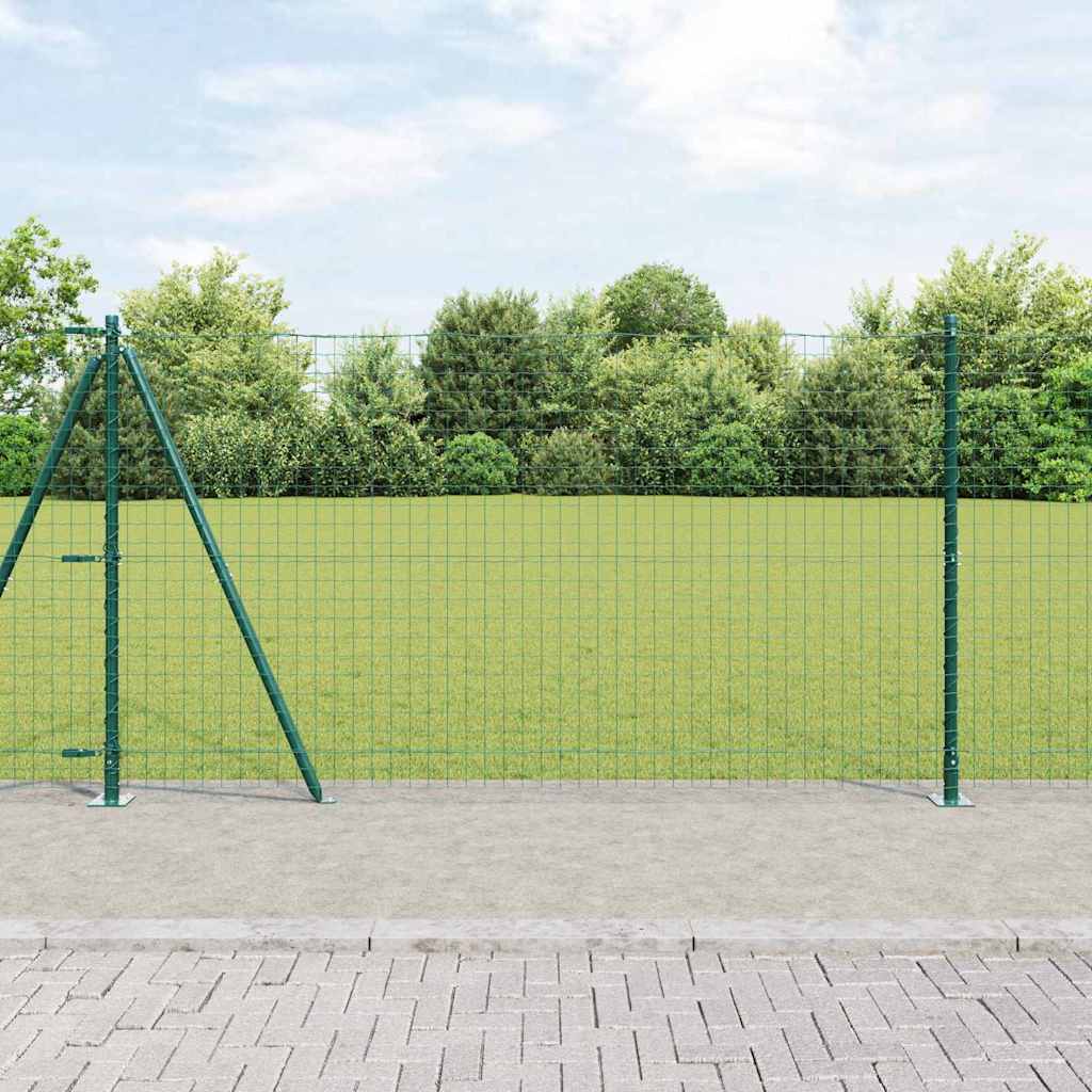 Fence Posts with Base Plates 7 pcs Diameter 32mm 68,5cm Galvanised Steel