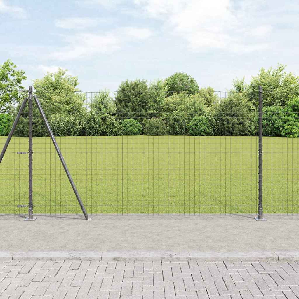 Fence Posts with Base Plates 7 pcs Diameter 32mm 78,5cm Galvanised Steel