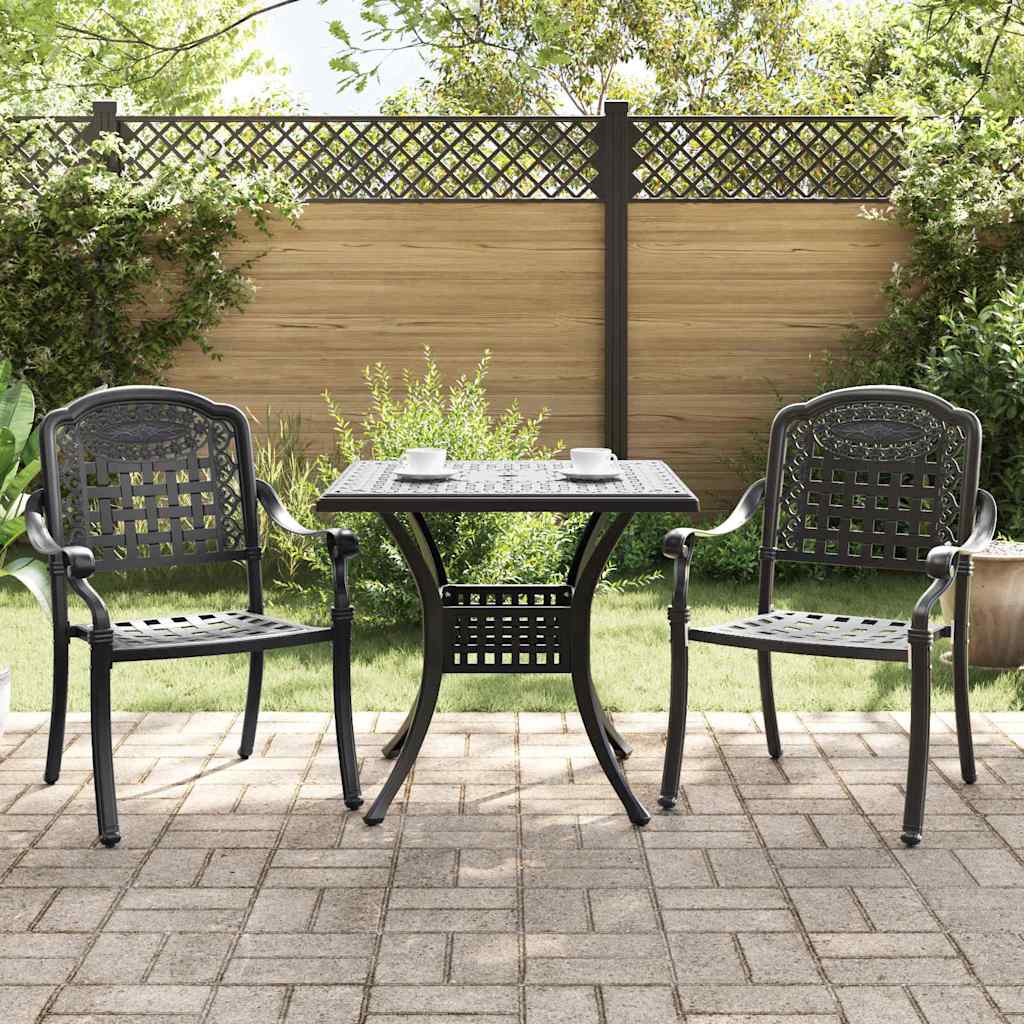 3 Piece Garden Bistro Set Black Cast Aluminium
