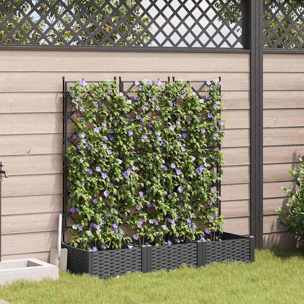 LIHRIDG Garden Planter 3 pcs 120x40x125.5 cm Steel - Black