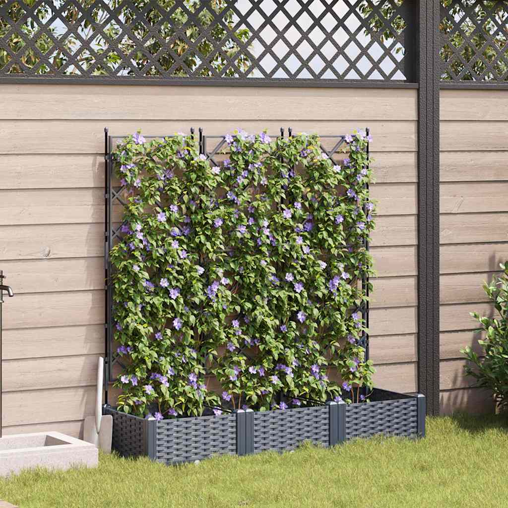 LIHRIDG Garden Planter 3 pcs 120x40x125.5 cm Steel - Grey