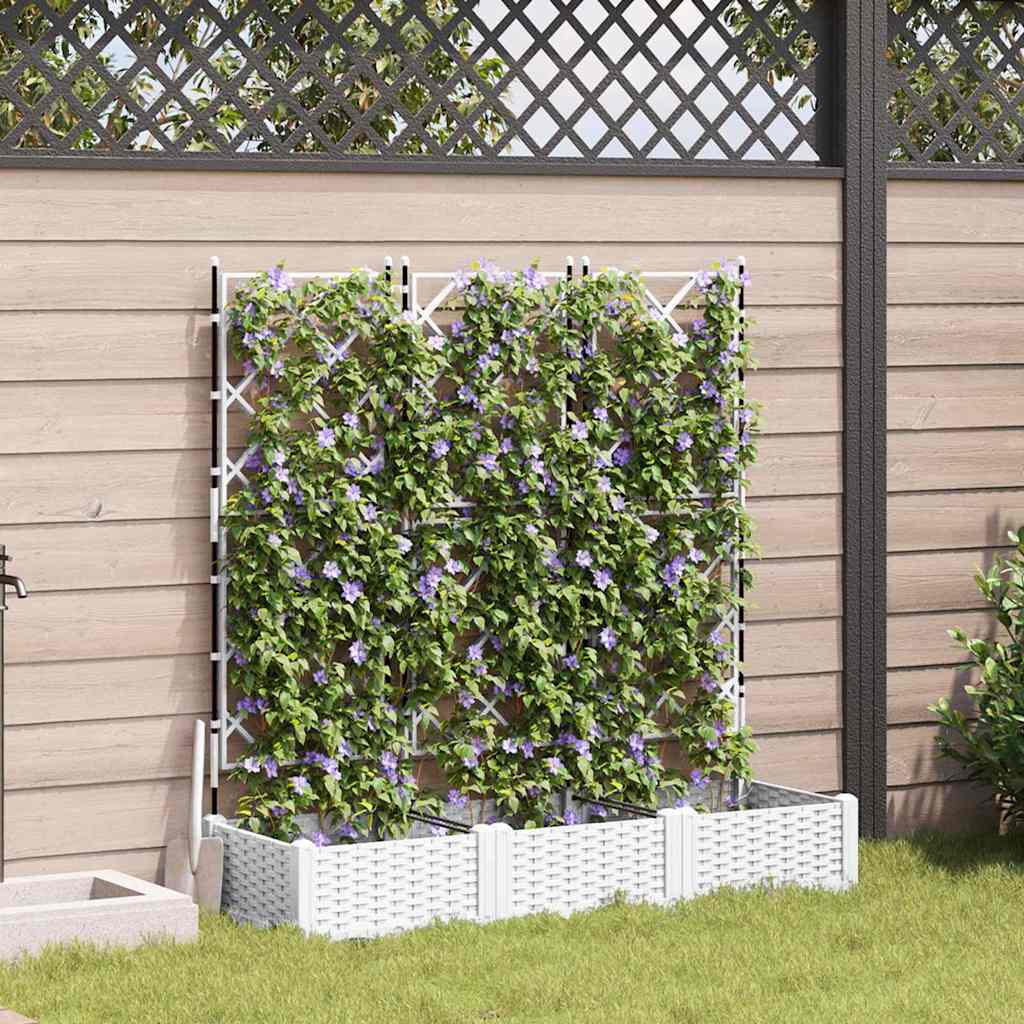 LIHRIDG Garden Planter 3 pcs 120x40x125.5 cm Steel - White
