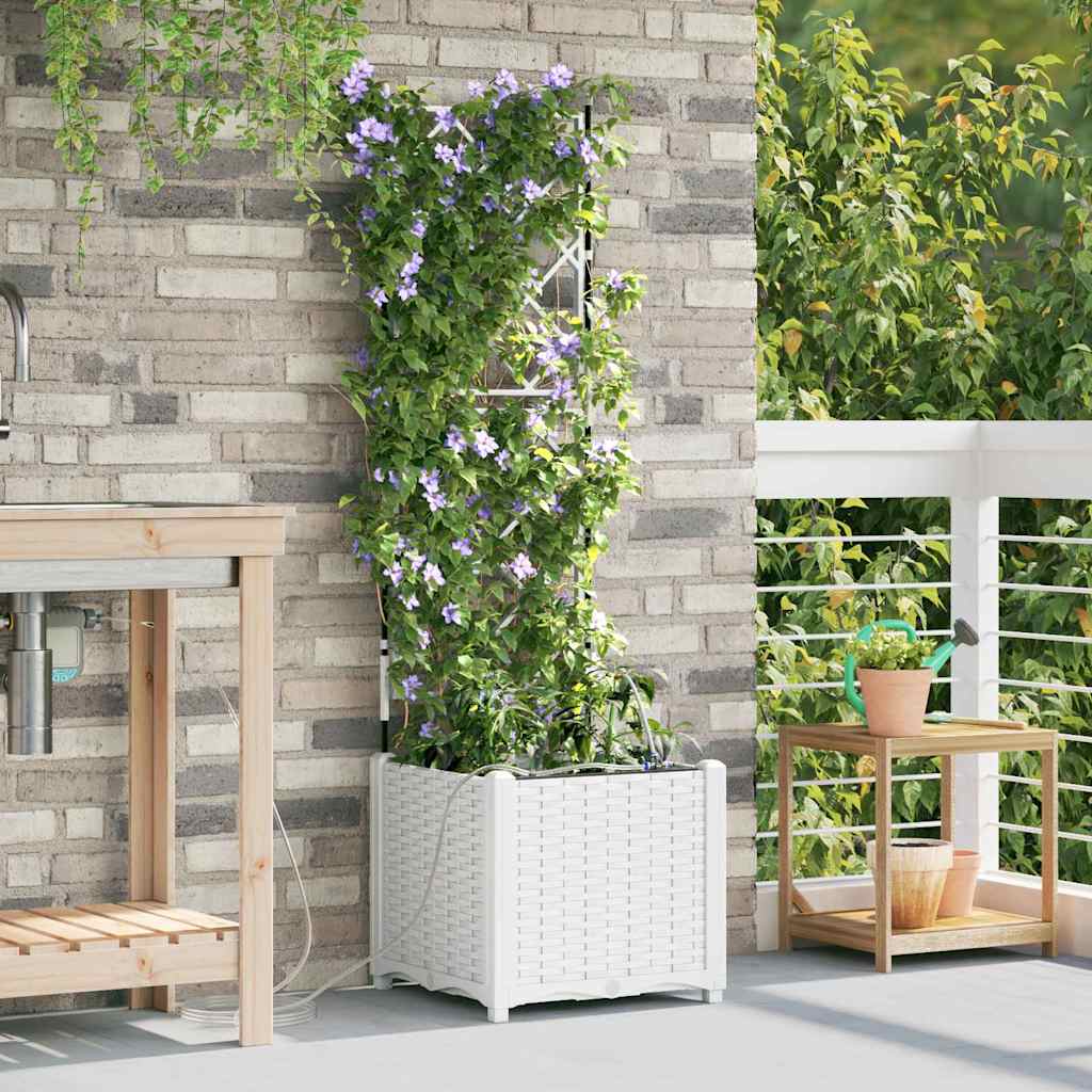 LIHRIDG Garden Planter 40x40x142 cm Steel - White