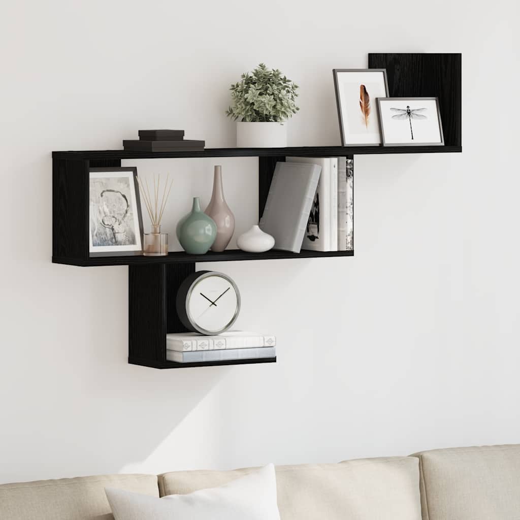 Wall Shelf Black Oak 100x15x70 cm Engineered Wood