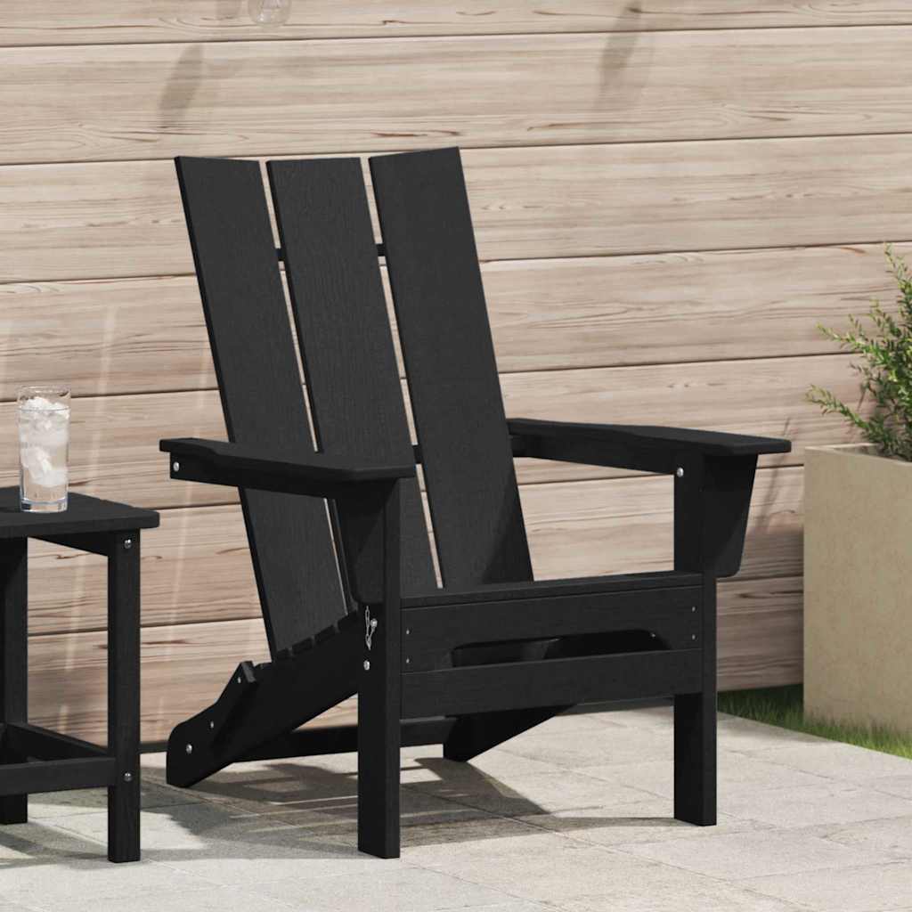 PAOFORD Folding Adirondack Chair 80.5x74.5x92 cm HDPE - Black