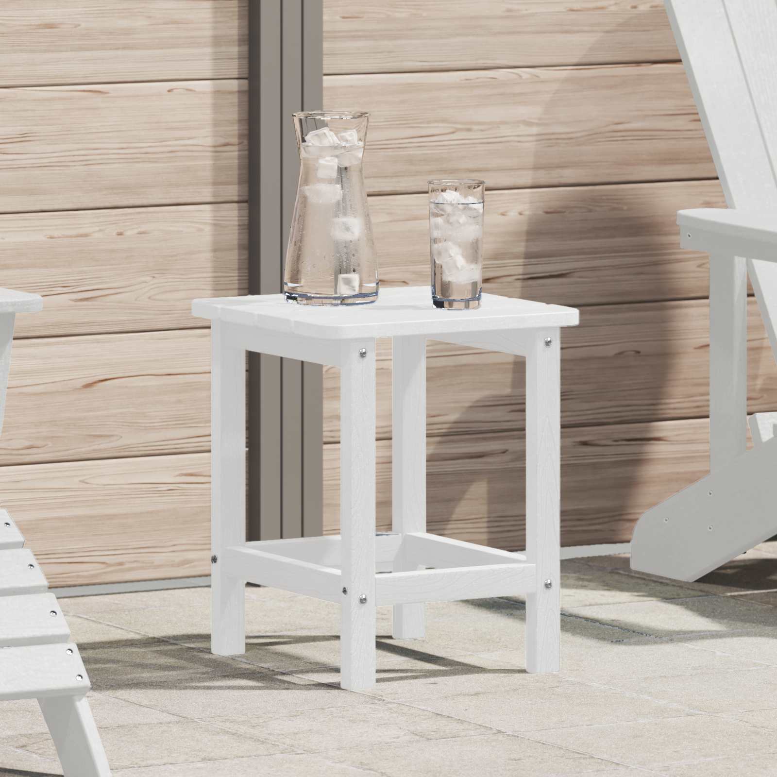 PAOFORD Side Table 38x38x46 cm Polyethylene - White