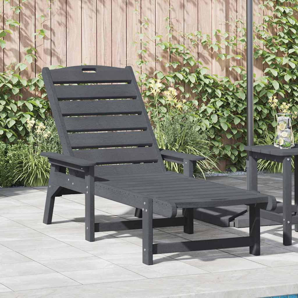 Sun Lounger Light Grey 53x162x98.5 cm HDPE