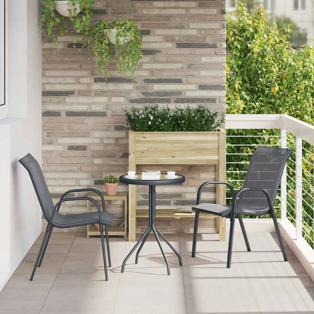 VEWICK Garden Bistro Set 3 pcs Steel - Grey