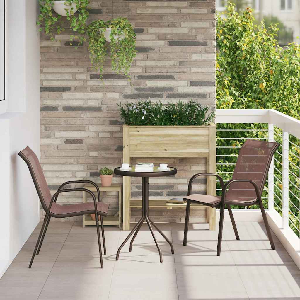 VEWICK Garden Bistro Set 3 pcs Steel - Brown