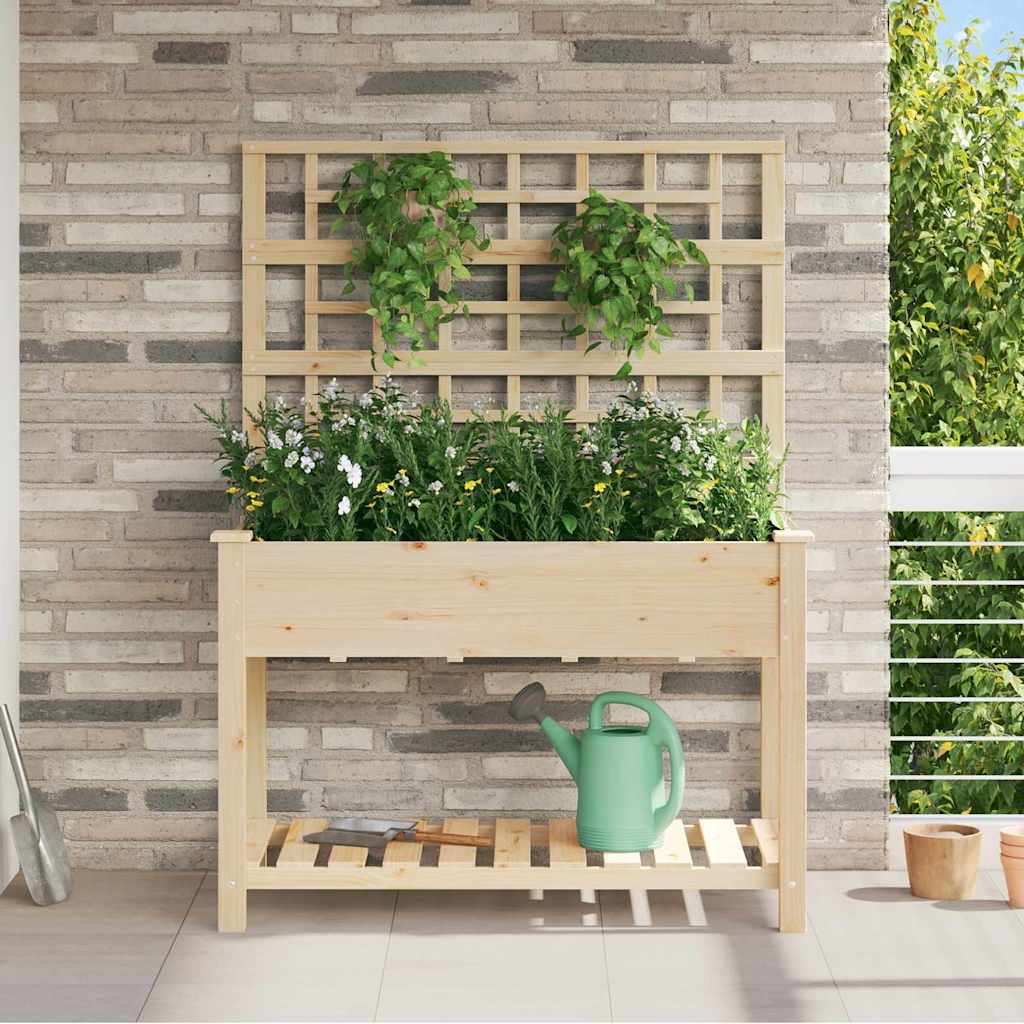 PADEN Garden Planter 115x60.5x153 cm Solid Fir Wood - Beige