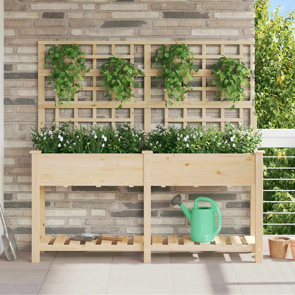 PADEN Garden Planter 161x46x152.5 cm Solid Fir Wood - Beige