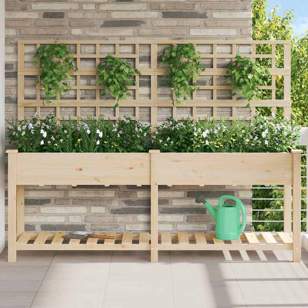 PADEN Garden Planter 203.5x54x152.5 cm Solid Fir Wood - Beige