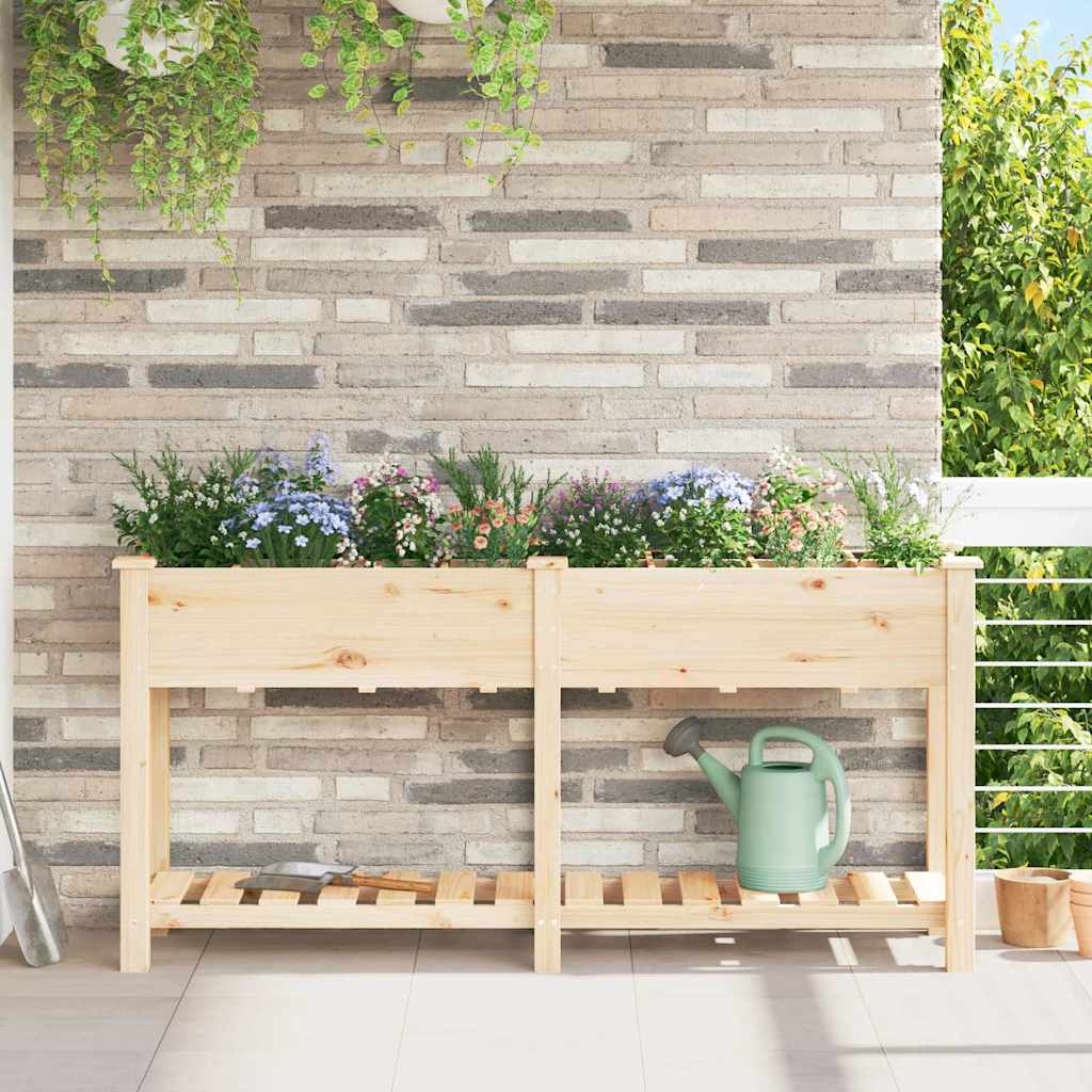 PADEN Garden Planter 161.5x45x76.5 cm Solid Fir Wood - Beige