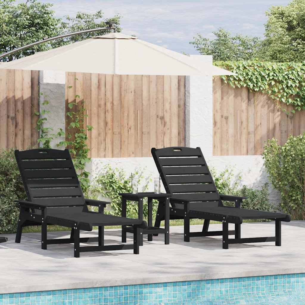 Sun Loungers 2 pcs Black 162x53x98,5 cm HDPE