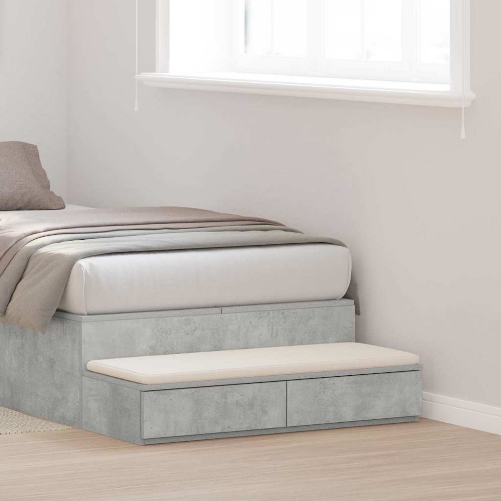 Bedside Tables Concrete grey Engineered wood 100 x 36.5 x 16.5 cm
