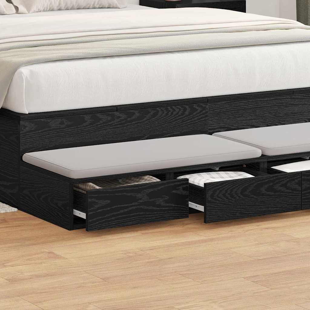 Bed Drawers Black 140x36.5x16.5 cm Built from Engineered Wood