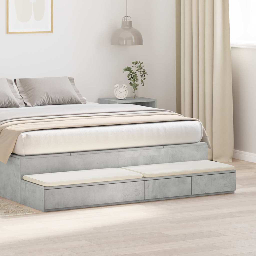Bed Drawers in Concrete Grey, 140x36.5x16.5 cm, Made of Engineered Wood