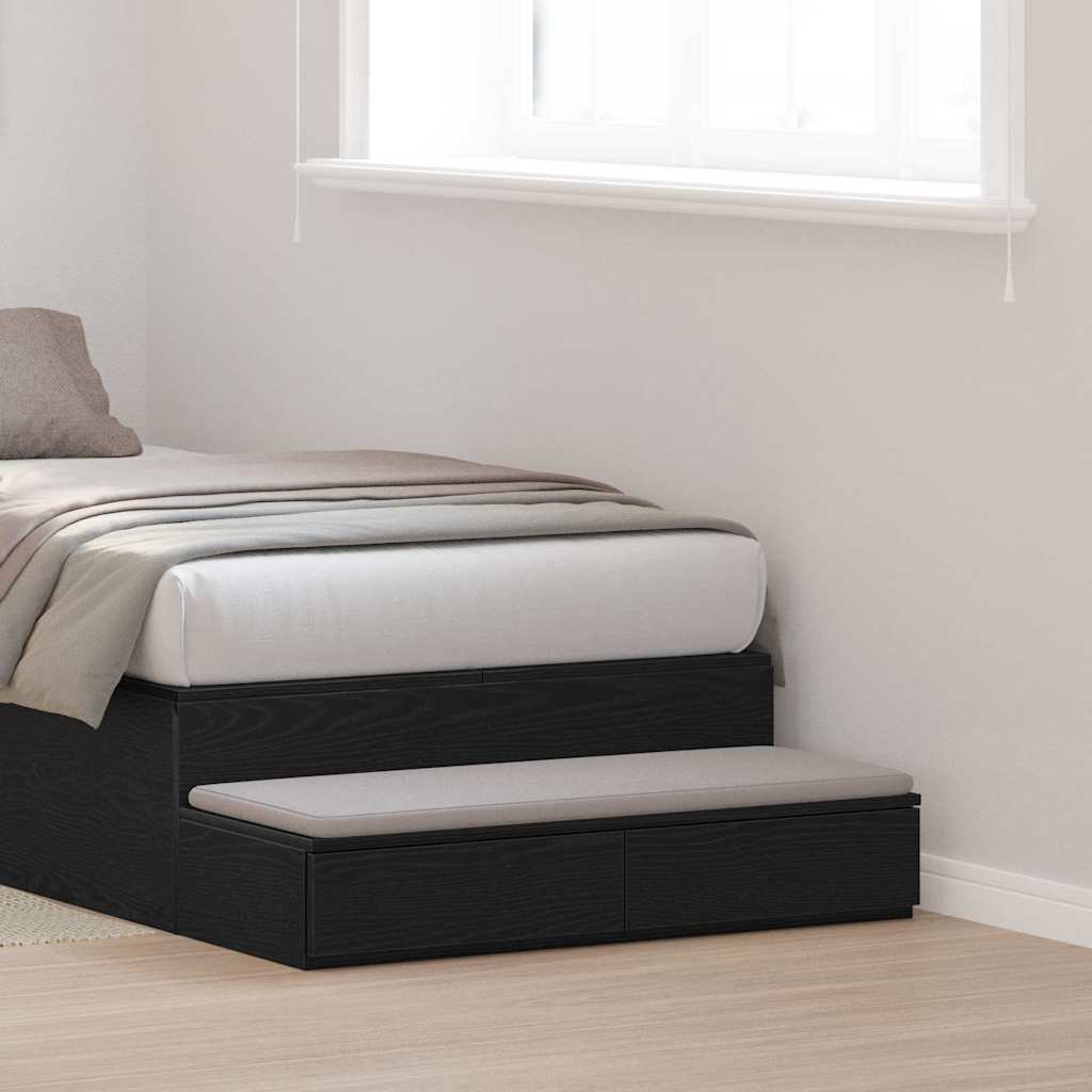 Black Bed Drawers 75x36.5x16.5 cm Made from Engineered Wood