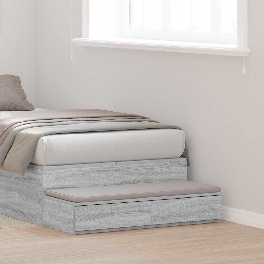 Grey Sonoma Bed Drawers - 75x36.5x16.5 cm - Made of Engineered Wood