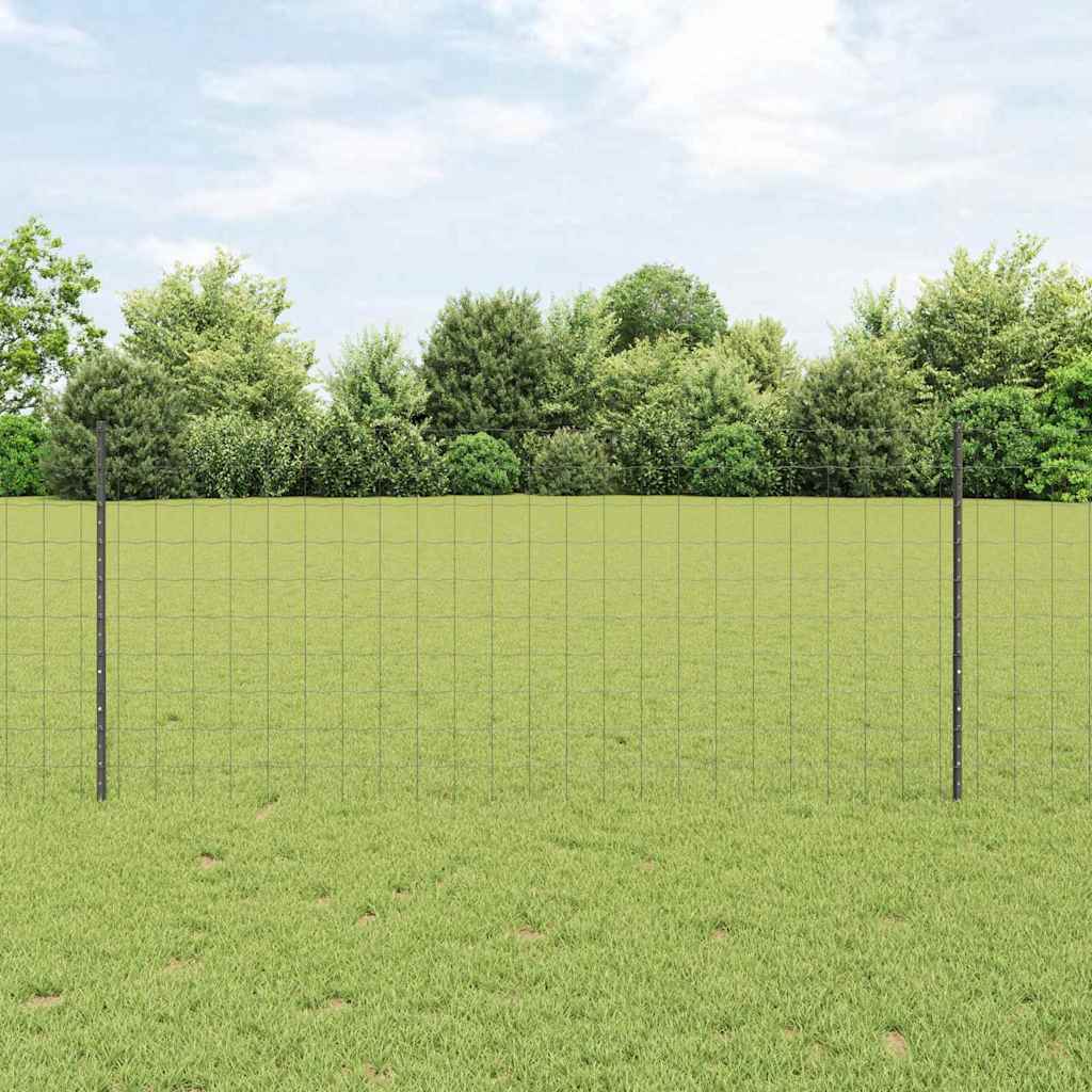 Garden Fence Set Set of 2 Grey Powder-Coated Steel 10 x 1 m