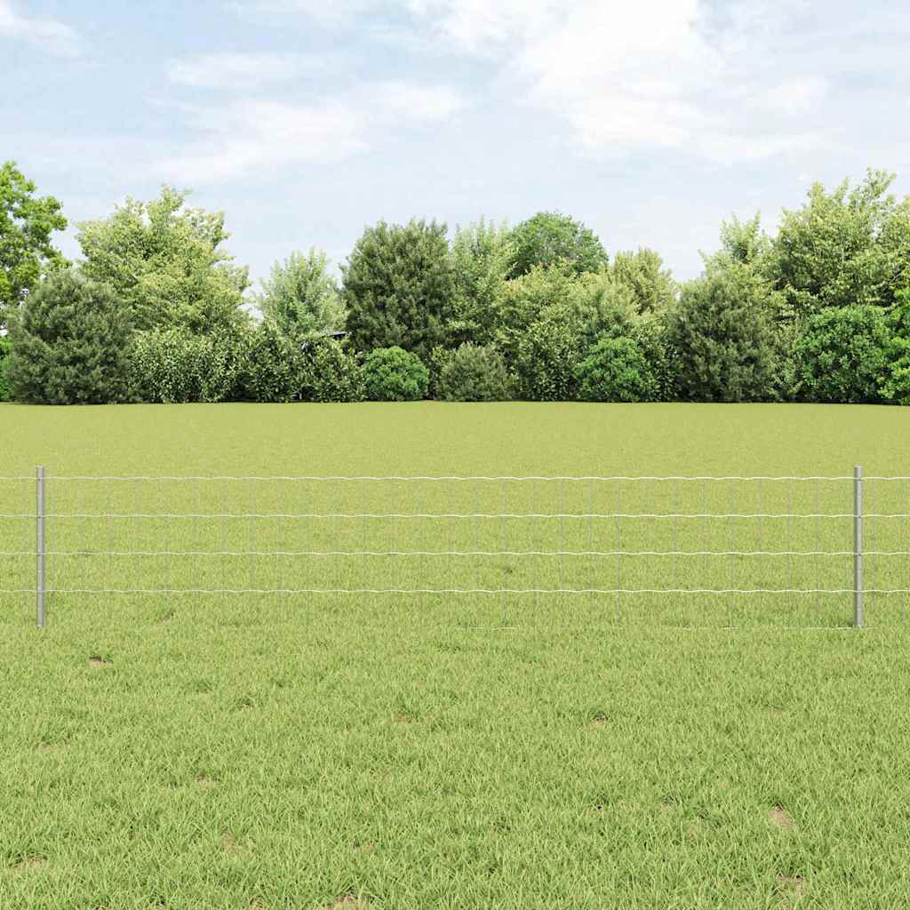 Euro Fence with 11 U Posts Silver 0,4x50 m Steel
