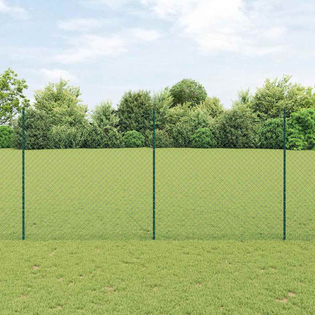 Chain Link Fence with 10 U Posts Green 1.6x10 m Steel