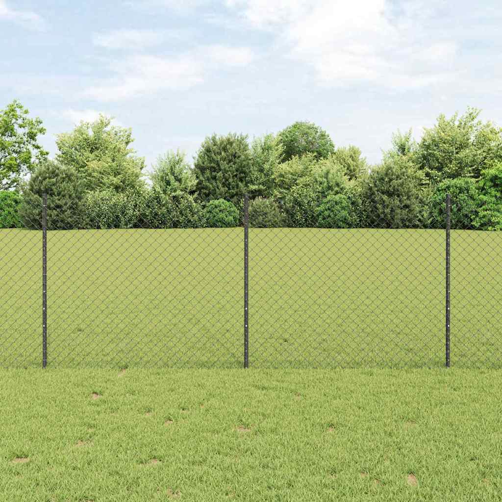 Chain Link Fence with 20 U Posts Grey 1x10 m Steel