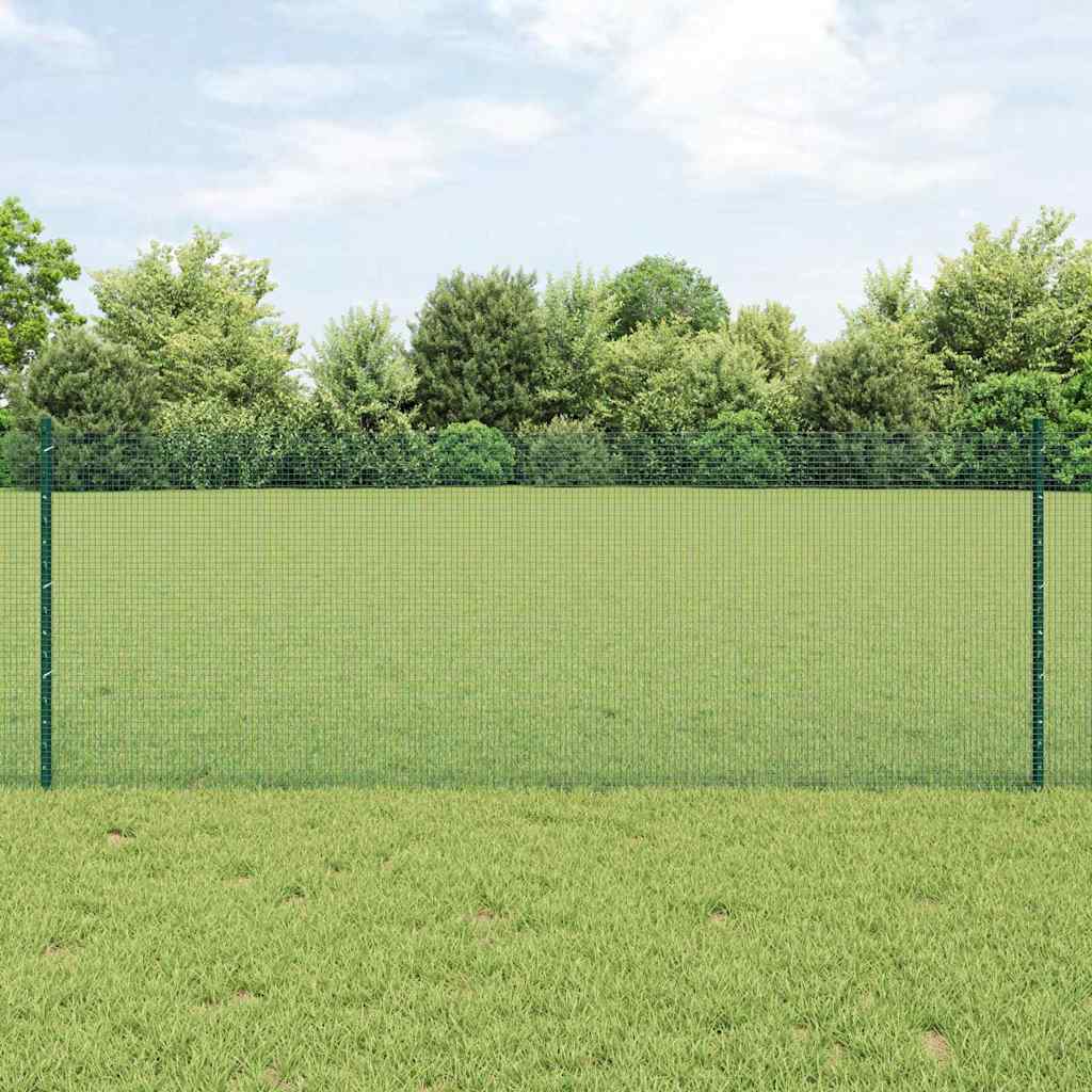 Welded Wire Fence with 11 U Posts Green 0.8x25 m Steel