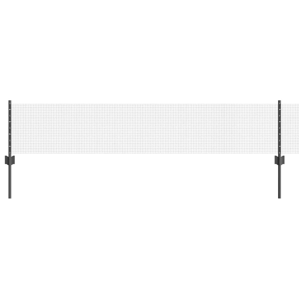 Welded Wire Fence with 5 U Posts Grey 0.4 x 10 m Steel